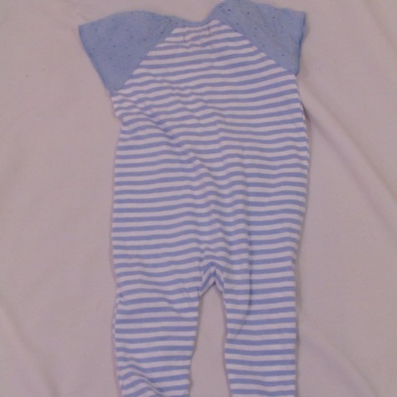 7 Seven for all Mankind One-Piece Size 3/6M Footed Footie Blue Striped - Picture 3 of 5